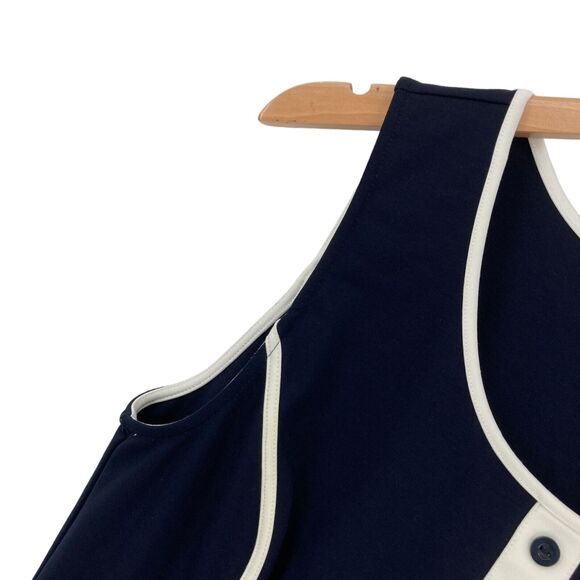 ModCloth Fit & Flare Dress Womens Medium Blue White Knit Rayon Blend Side Zip - Picture 6 of 16